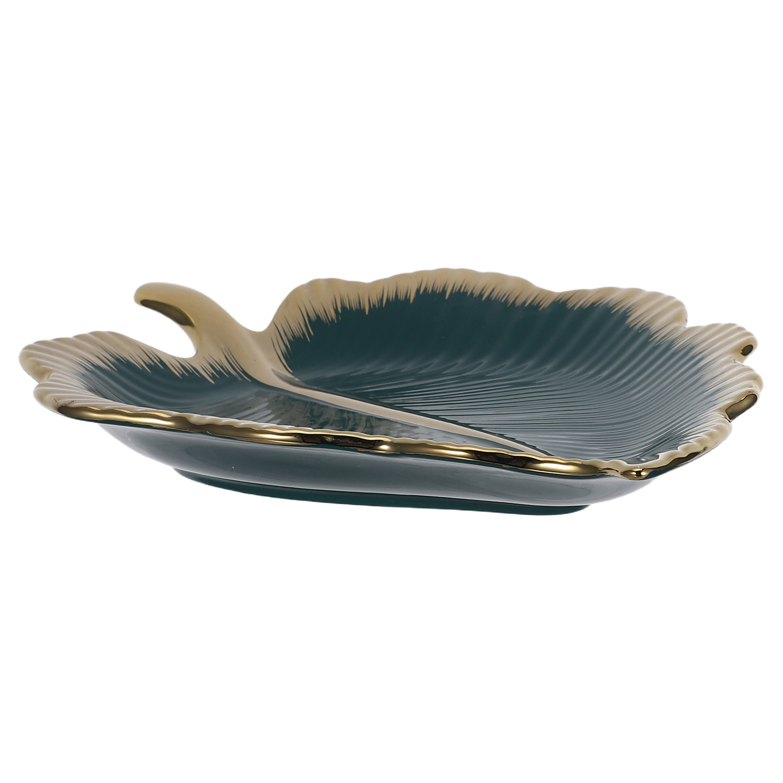 Ceramic Trinket Dish - Leaf Shape Ceramic Tray Green Decorative