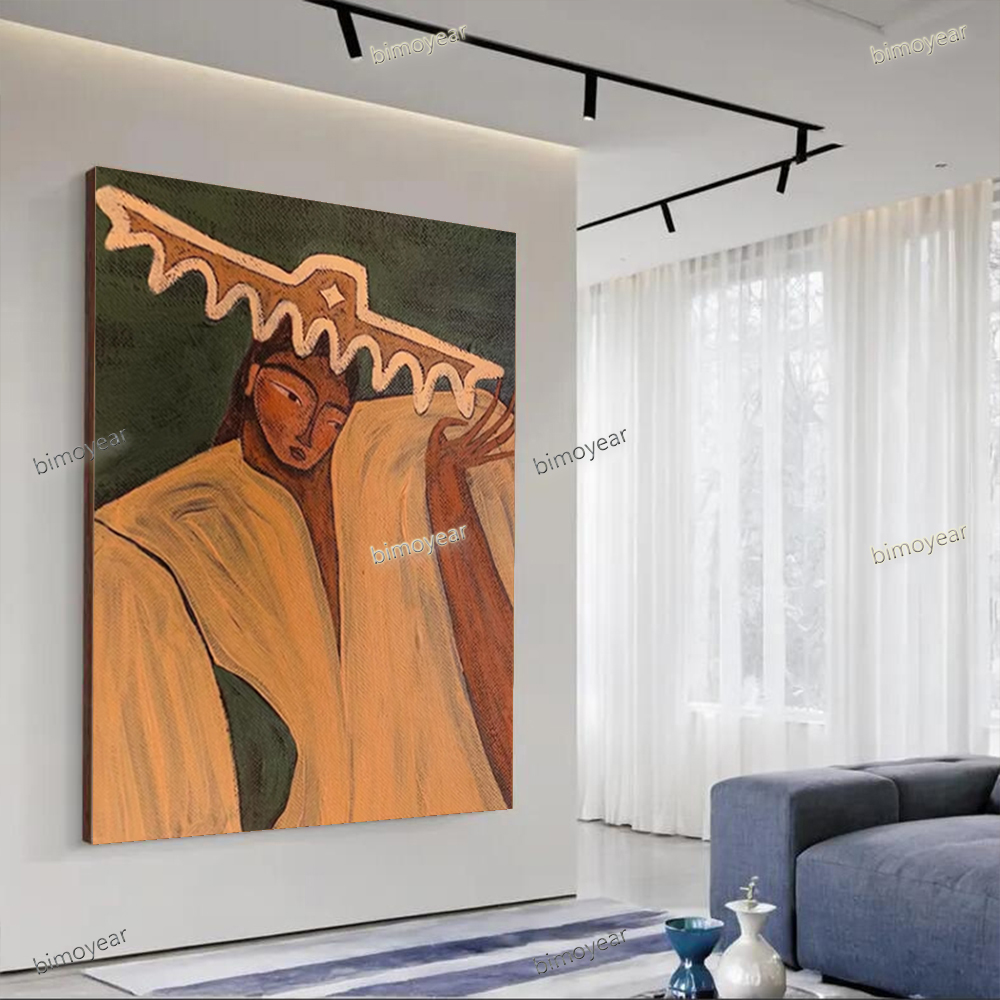 Home Decor Free Images - Bohemian Girl Abstract Oil Painting 100%