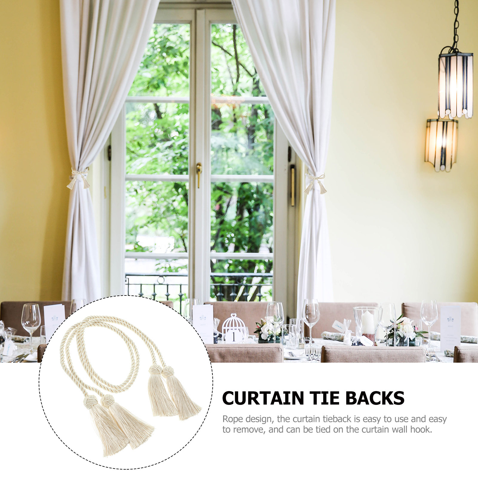 Home Decor Curtain - 1 Pair Curtain Tiebacks Cotton Rope