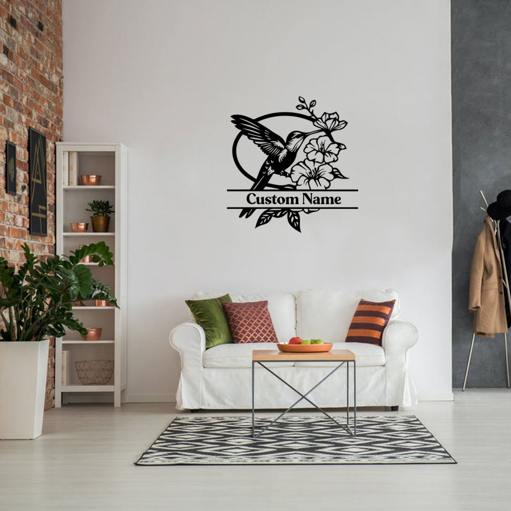 Home Decor Sticker - 1PC Creative Bird Flower Custom Name