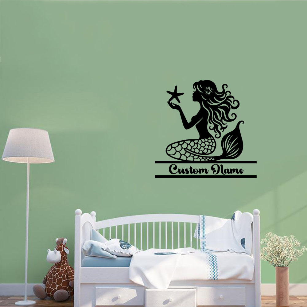 Home Decor Sticker - 1PC Creative Mermaid Personalized Name Home