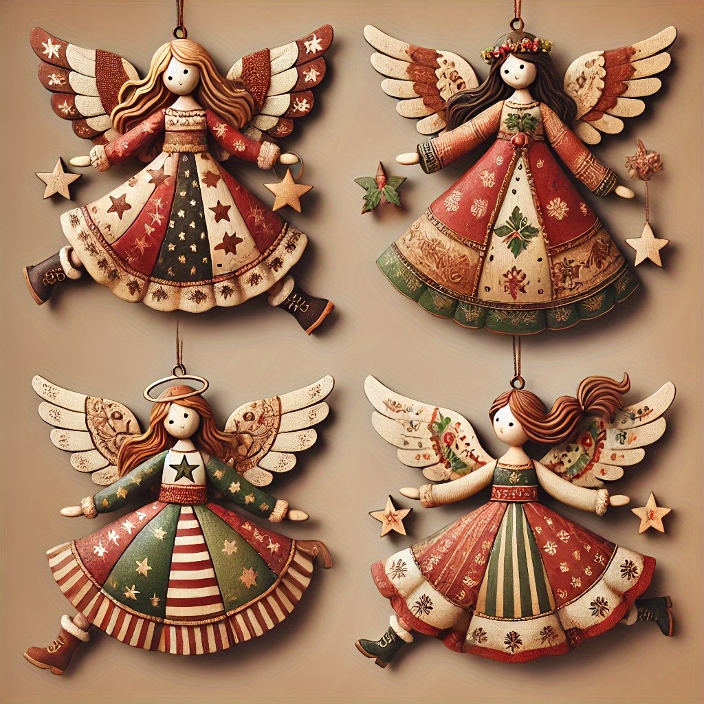 Home Decor Trends 2025 - 4PCS/Set Vintage Angel Hanging Decor Fantasy