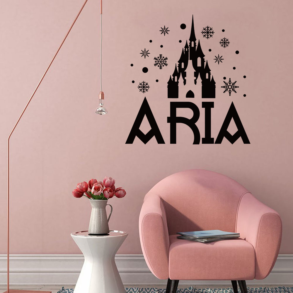 Home Decor Sticker - 1PC Creative Castle Snowflake Customized Name