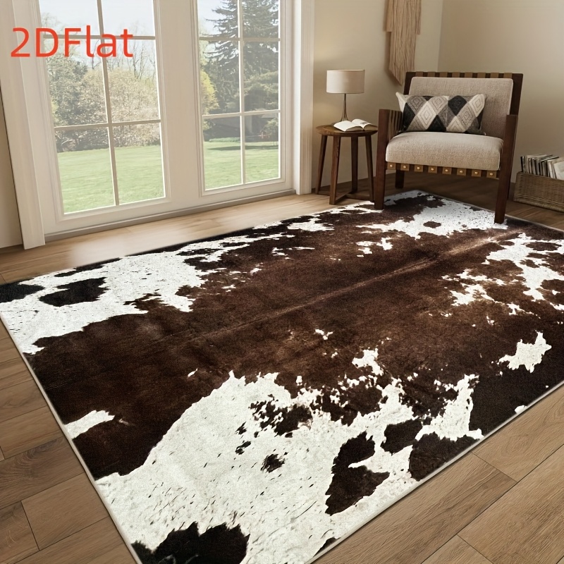 2D Flat Cowhide Print Flannel  - огляд і ціна Cowhide Rug Faux