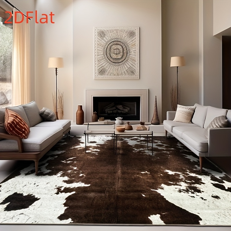 2D Flat Cowhide Print Flannel  - огляд і ціна Cowhide Rug Faux