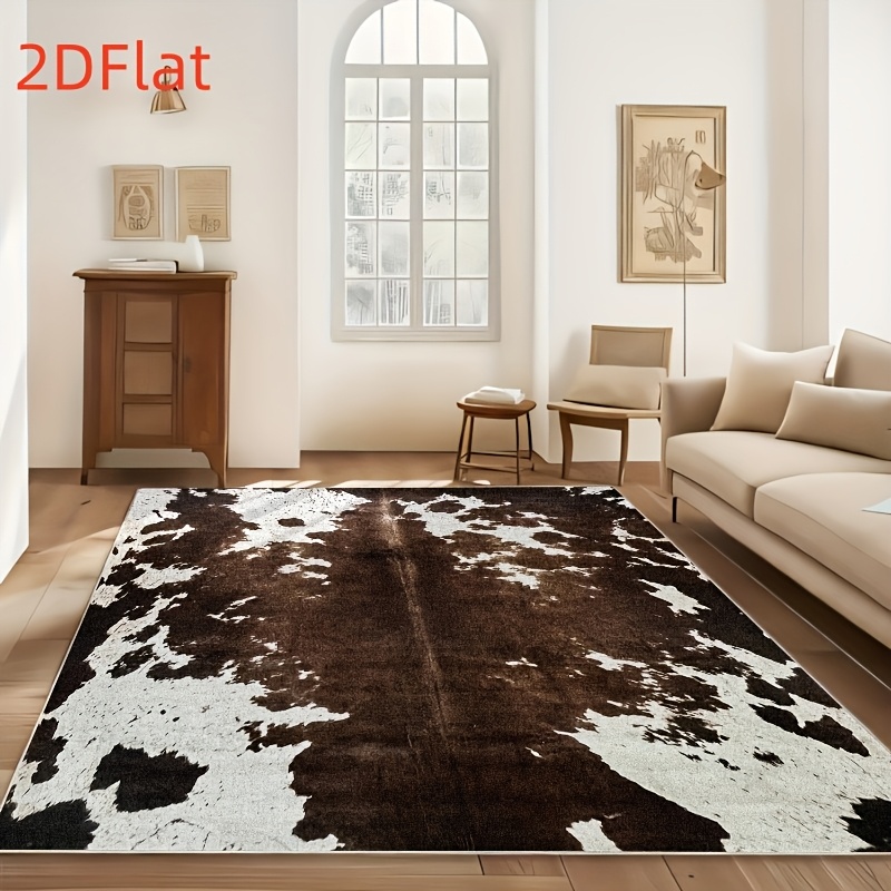 2D Flat Cowhide Print Flannel  - огляд і ціна Cowhide Rug Faux