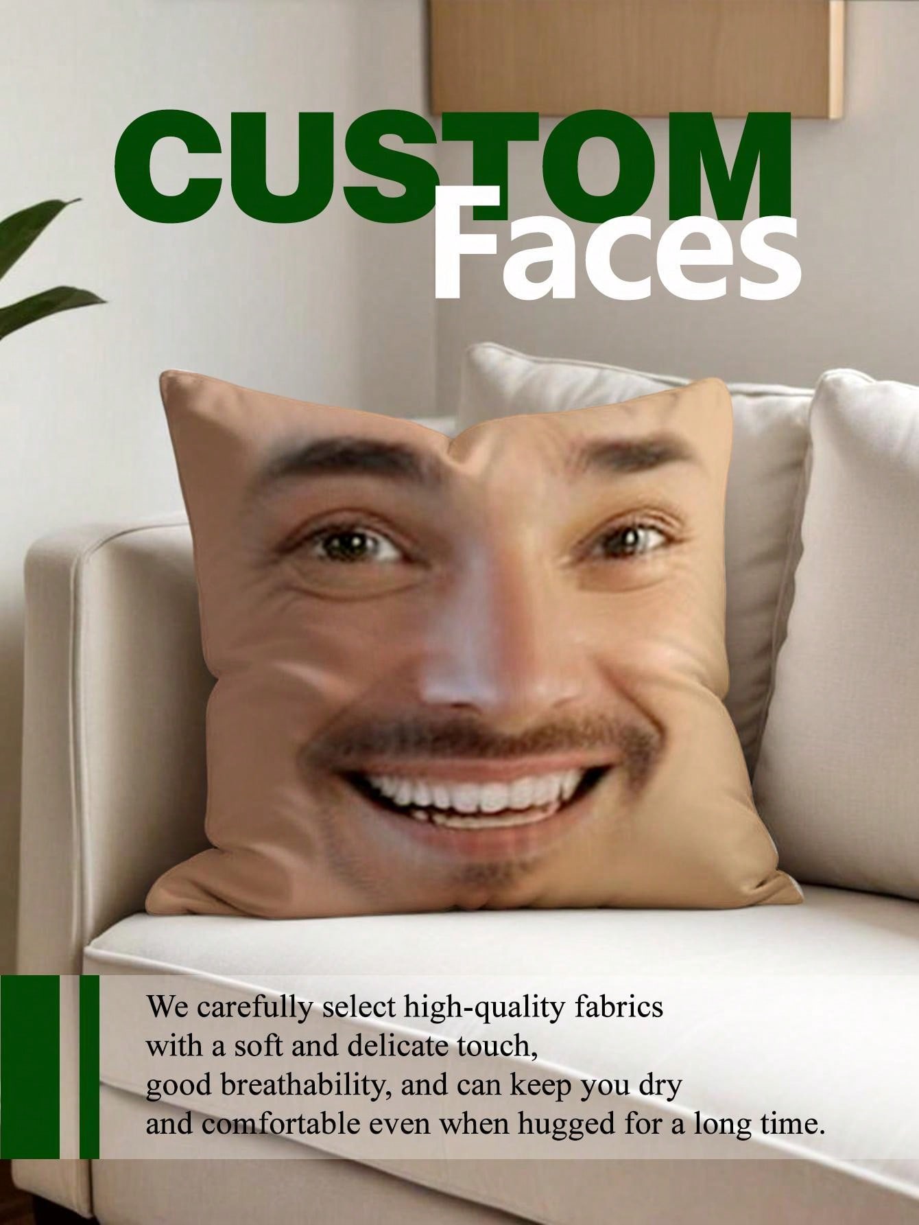 1pc Custom Face Square Pillow  - огляд і ціна Home Decor Sofa
