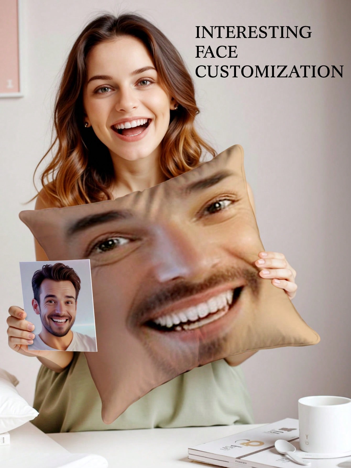 1pc Custom Face Square Pillow  - огляд і ціна Home Decor Sofa