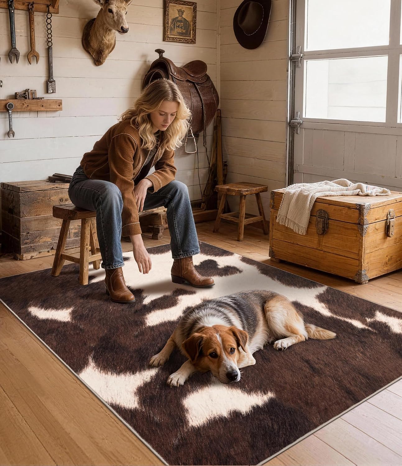 Brown Faux Cowhide Area Rug, S - огляд і ціна Cowhide Rug Faux