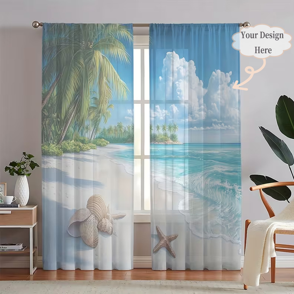 Custom 2D Flat 2pcs Sheer Curt - огляд і ціна Home Decor Curtain
