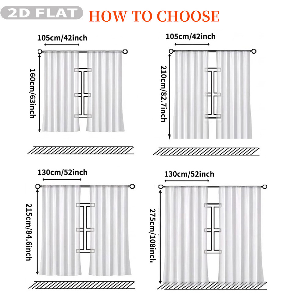 Custom 2D Flat 2pcs Sheer Curt - огляд і ціна Home Decor Curtain