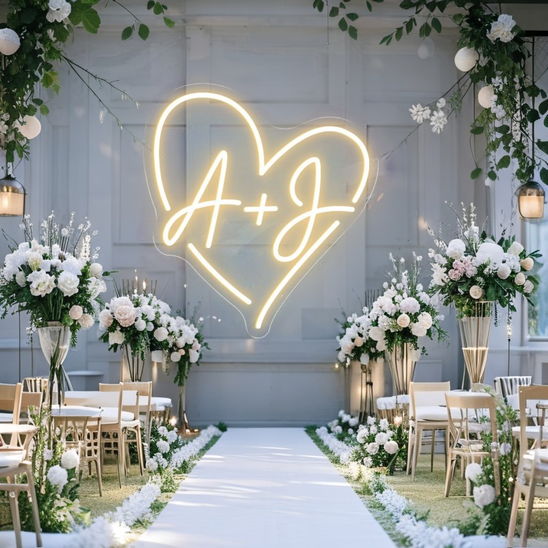 Custom Initials Heart LED Neon - огляд і ціна Home Decor Happy