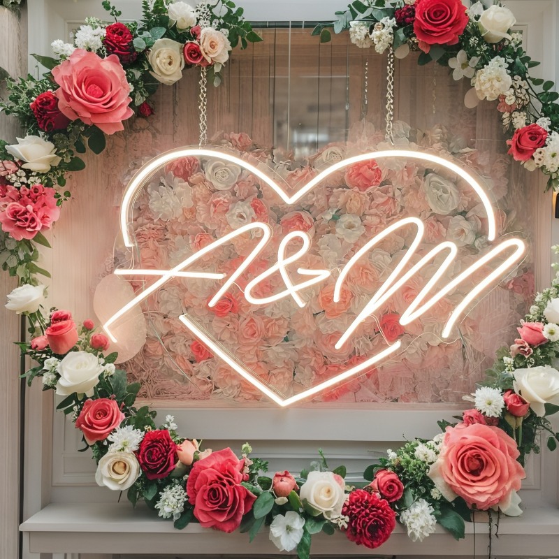 Custom Initials Heart LED Neon - огляд і ціна Home Decor Happy