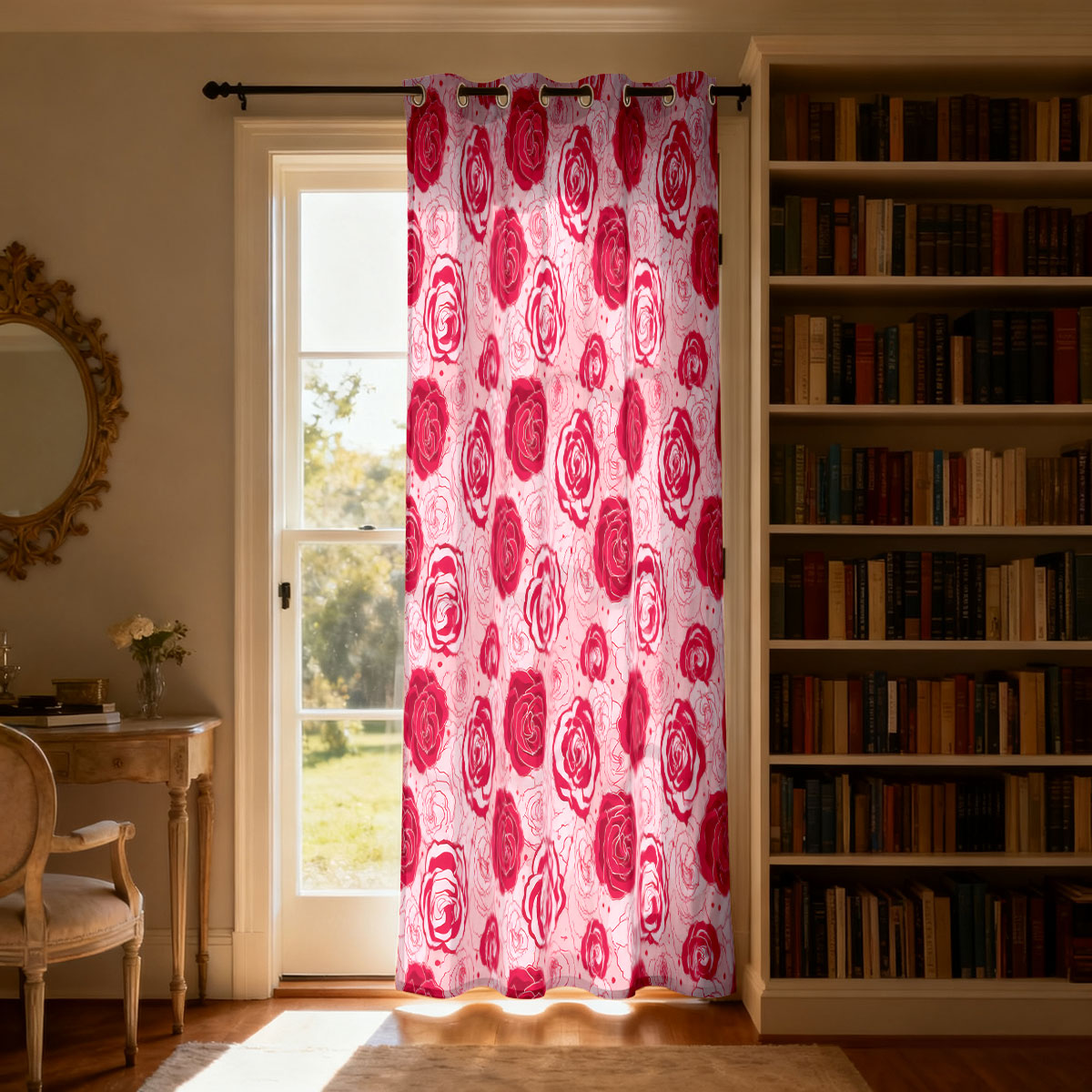 1pc Light Green Base Pink Rose - огляд і ціна Home Decor Curtain