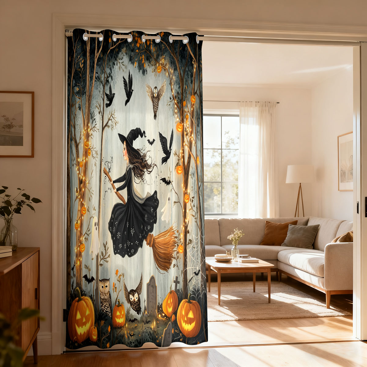 1PC Halloween Witch Pumpkin Gh - огляд і ціна Home Decor Curtain