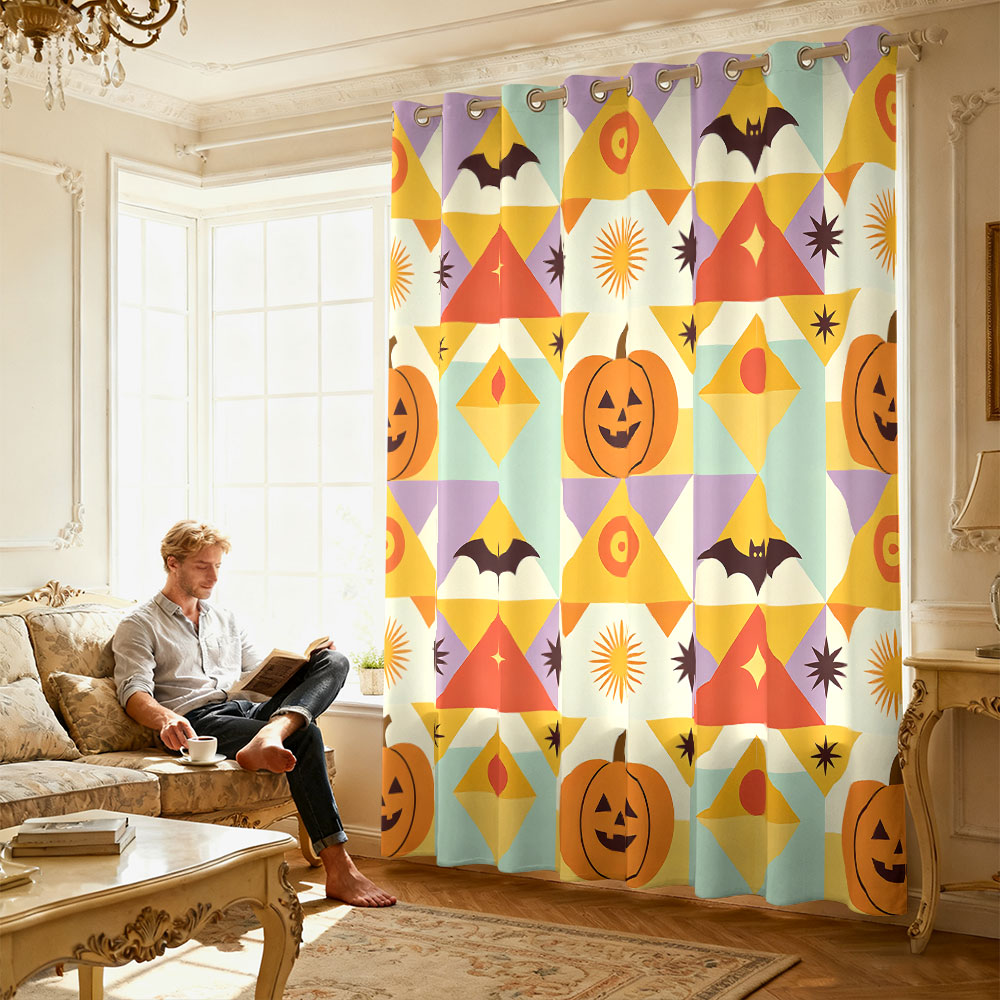 1pc Halloween pumpkin bat geom - огляд і ціна Home Decor Curtain